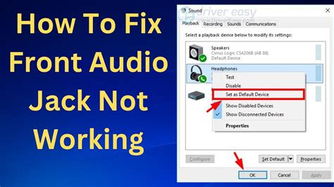 Front Audio jack not working in Windows 10 / 11 Fix .